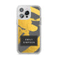 Personalised Gold Leaf Grey With Name iPhone 14 Pro Max Glitter Tough Case Silver