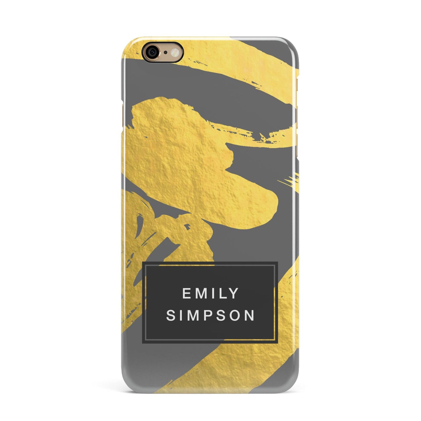 Personalised Gold Leaf Grey With Name iPhone 6 Plus 3D Snap Case on Gold Phone