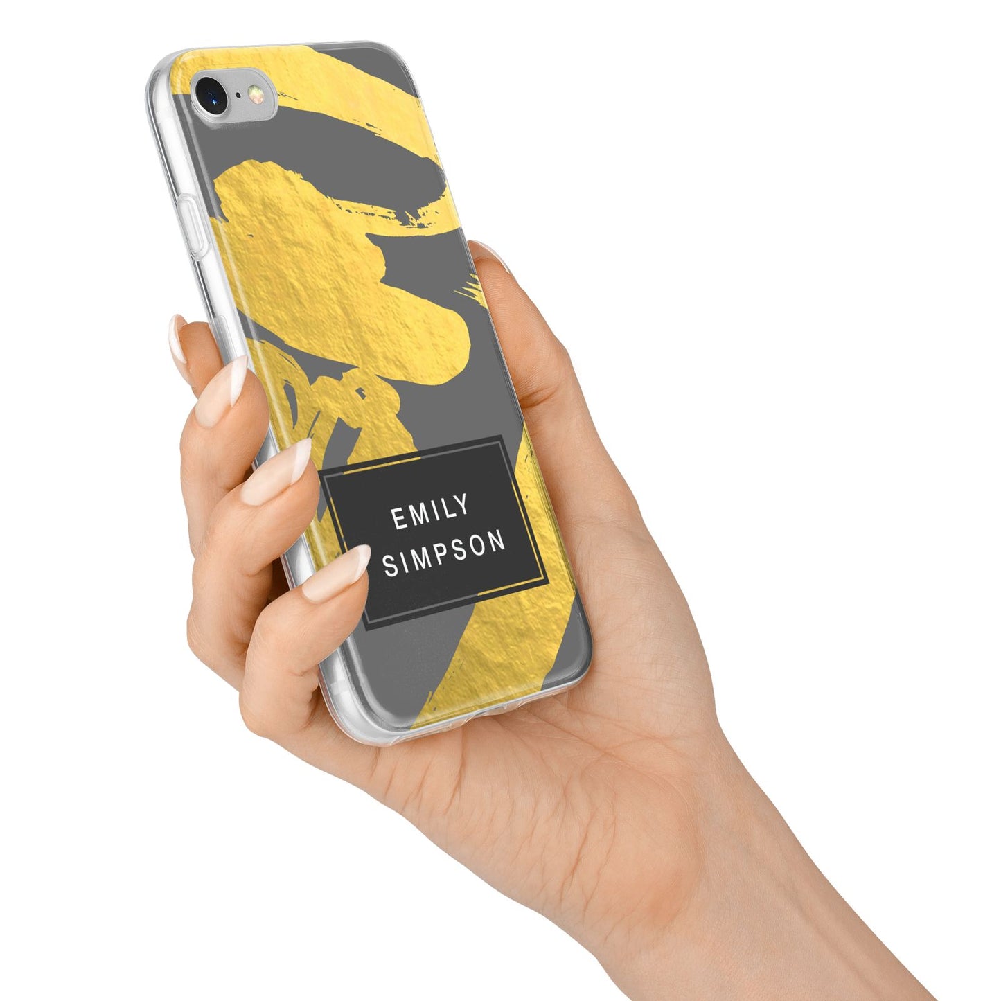 Personalised Gold Leaf Grey With Name iPhone 7 Bumper Case on Silver iPhone Alternative Image
