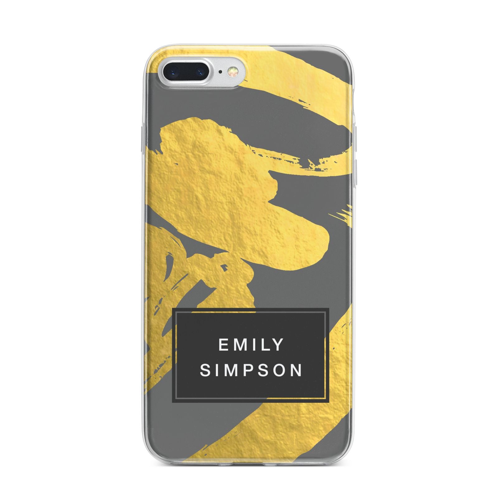 Personalised Gold Leaf Grey With Name iPhone 7 Plus Bumper Case on Silver iPhone