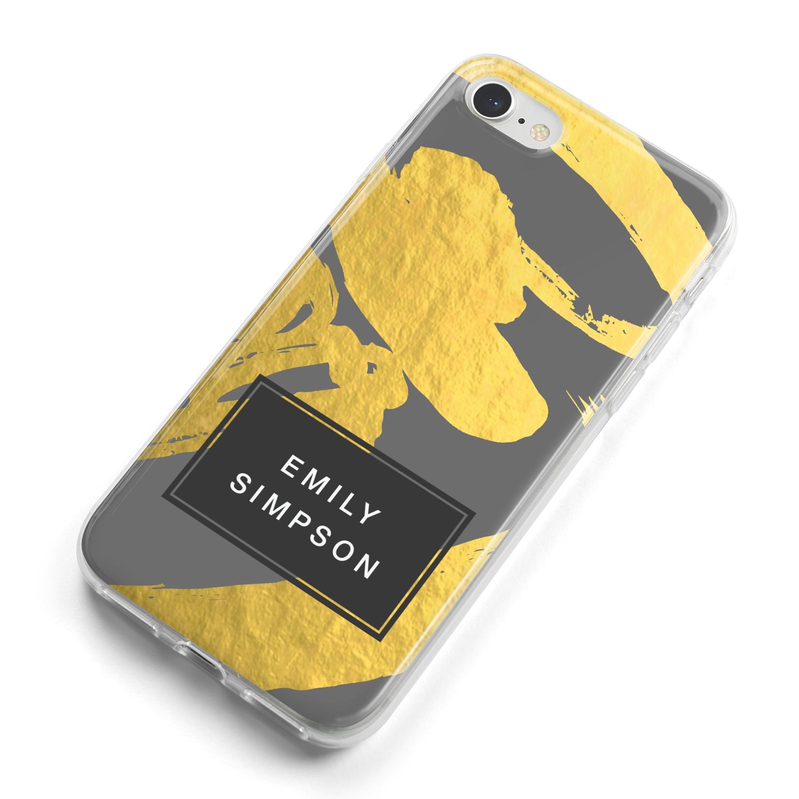 Personalised Gold Leaf Grey With Name iPhone 8 Bumper Case on Silver iPhone Alternative Image