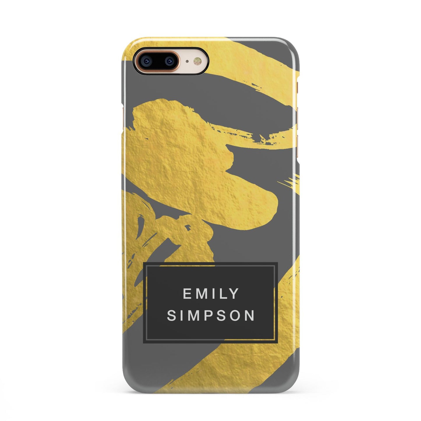 Personalised Gold Leaf Grey With Name iPhone 8 Plus 3D Snap Case on Gold Phone