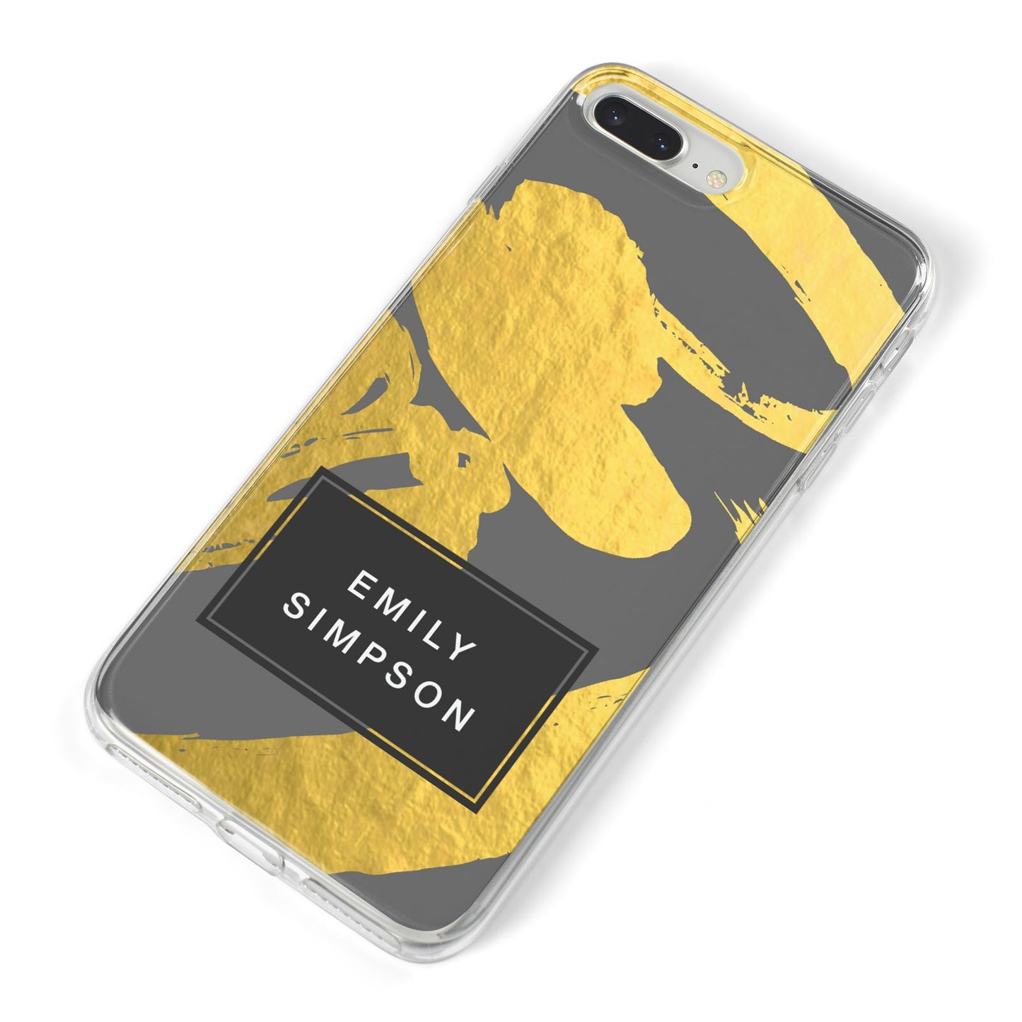 Personalised Gold Leaf Grey With Name iPhone 8 Plus Bumper Case on Silver iPhone Alternative Image