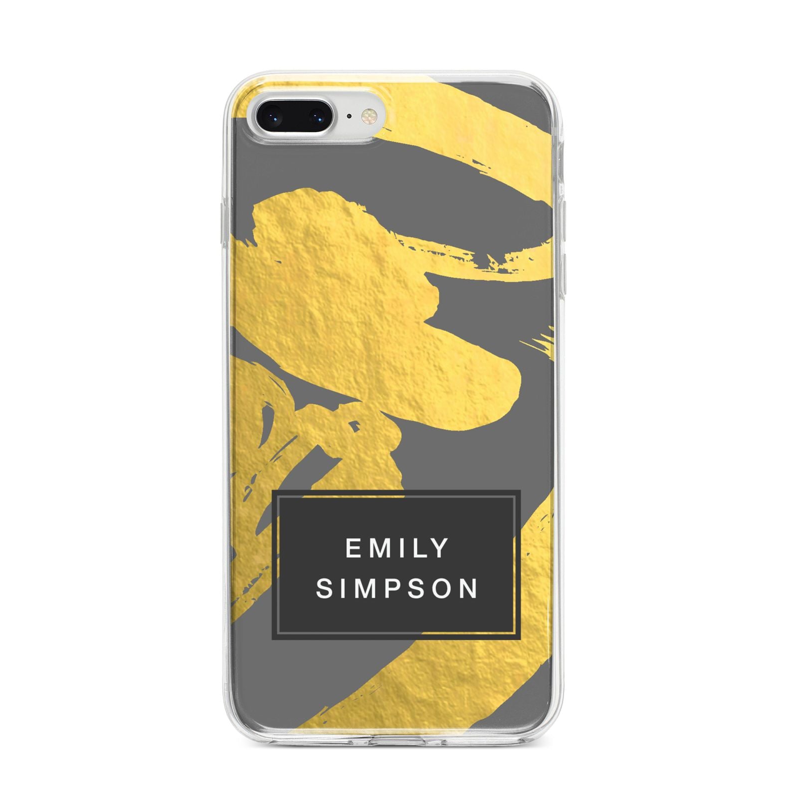 Personalised Gold Leaf Grey With Name iPhone 8 Plus Bumper Case on Silver iPhone