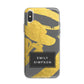 Personalised Gold Leaf Grey With Name iPhone X Bumper Case on Silver iPhone Alternative Image 1