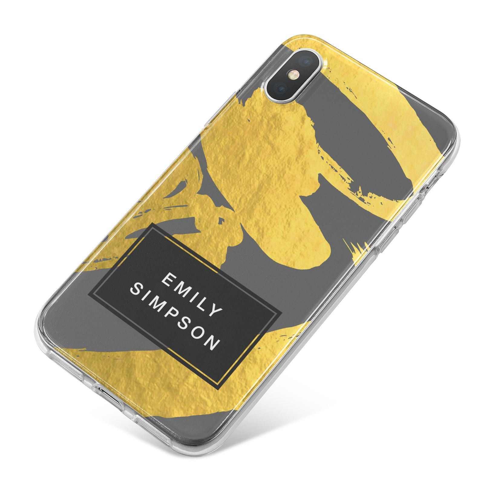 Personalised Gold Leaf Grey With Name iPhone X Bumper Case on Silver iPhone