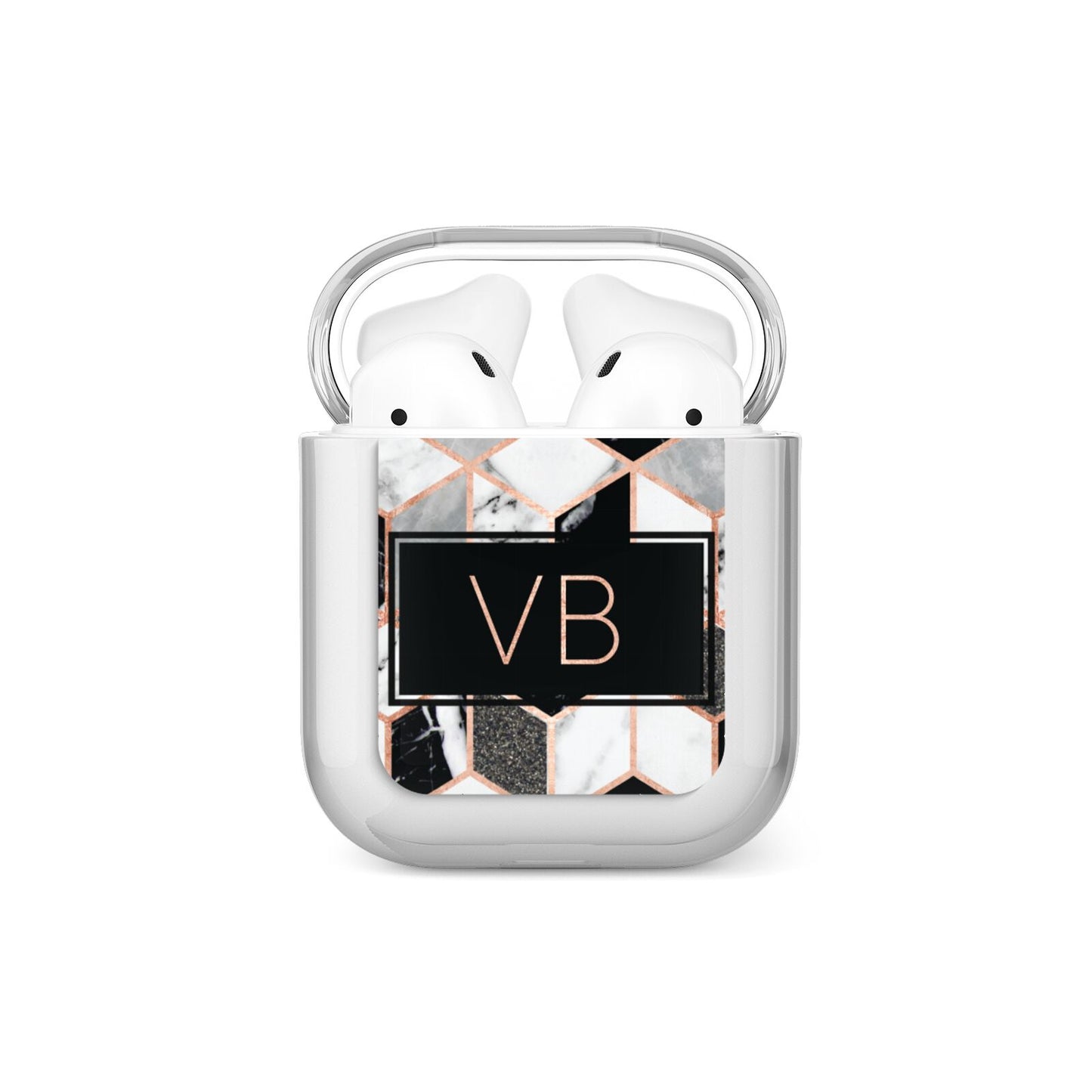 Personalised Gold Leaf Initials Marble AirPods Case
