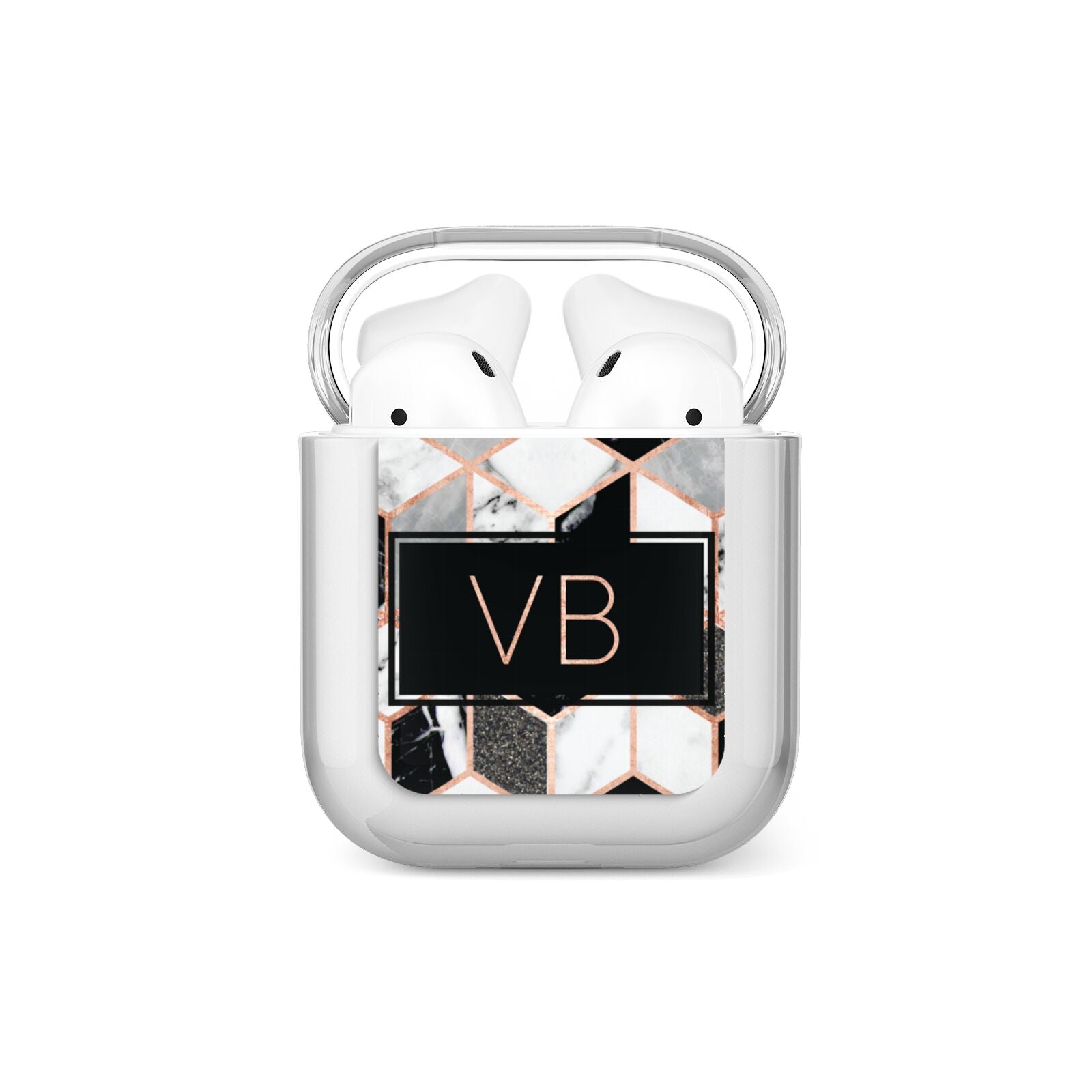 Personalised Gold Leaf Initials Marble AirPods Case