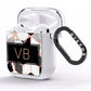 Personalised Gold Leaf Initials Marble AirPods Clear Case Side Image
