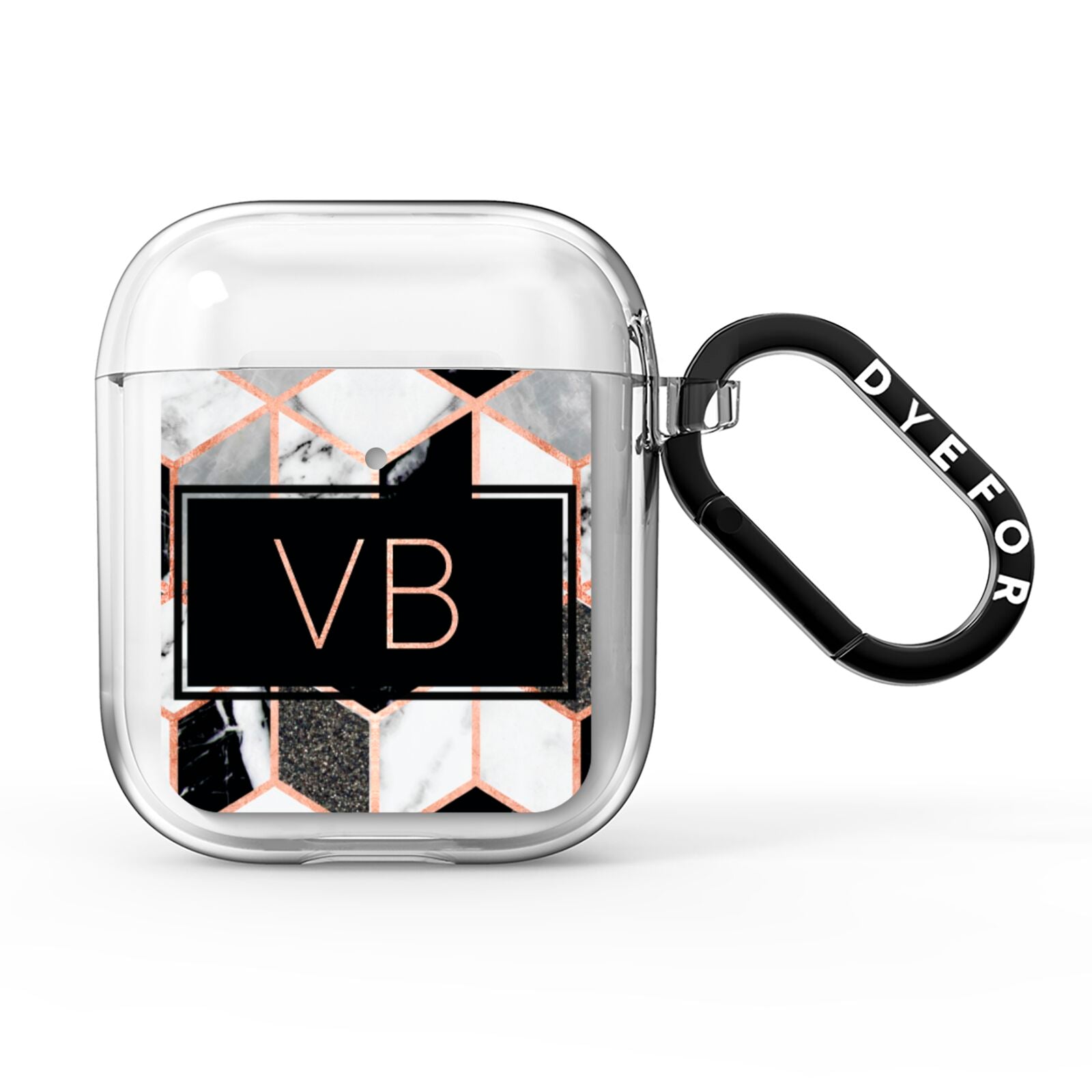 Personalised Gold Leaf Initials Marble AirPods Clear Case