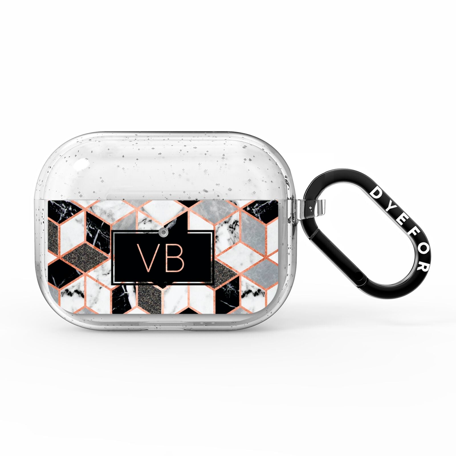 Personalised Gold Leaf Initials Marble AirPods Pro Glitter Case