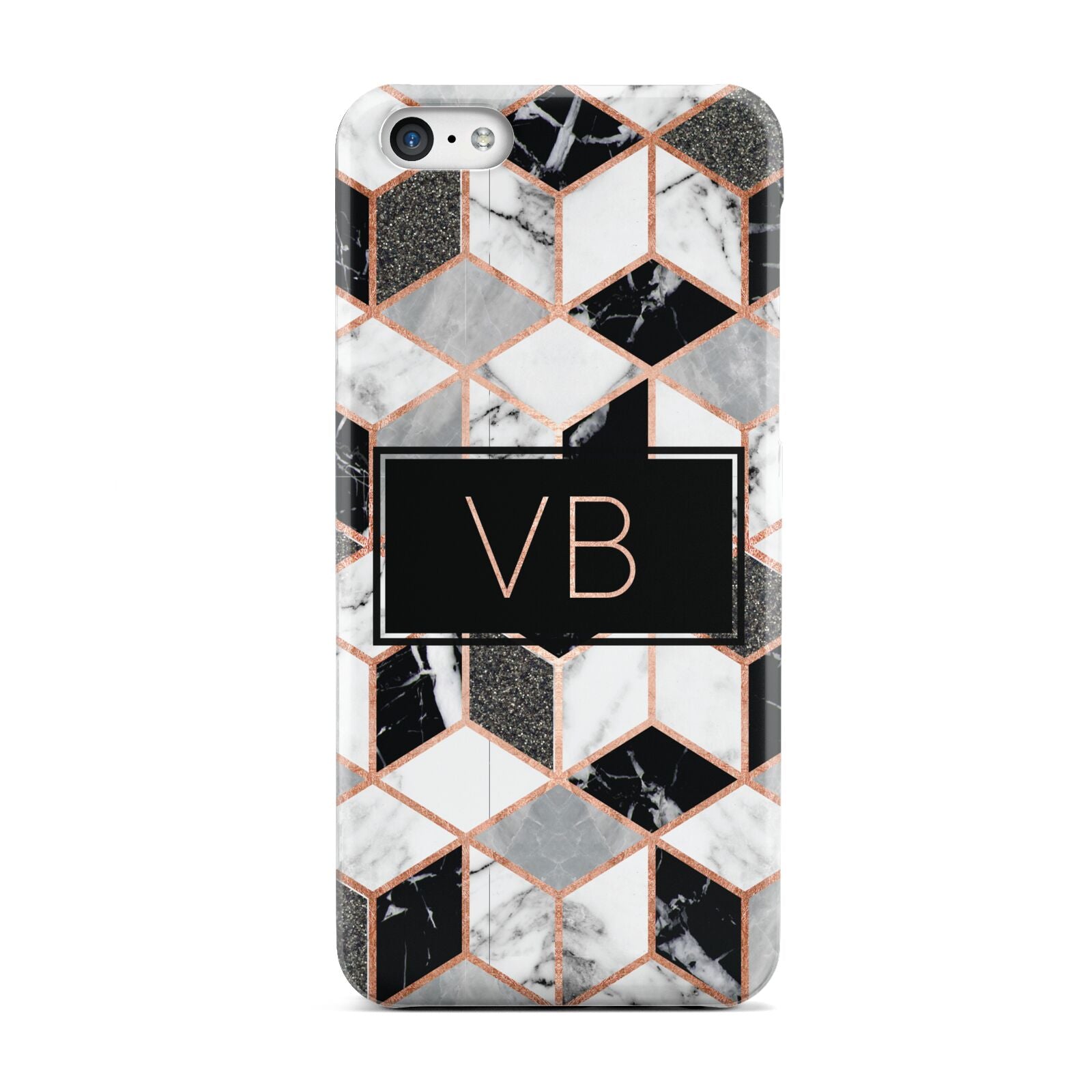Personalised Gold Leaf Initials Marble Apple iPhone 5c Case