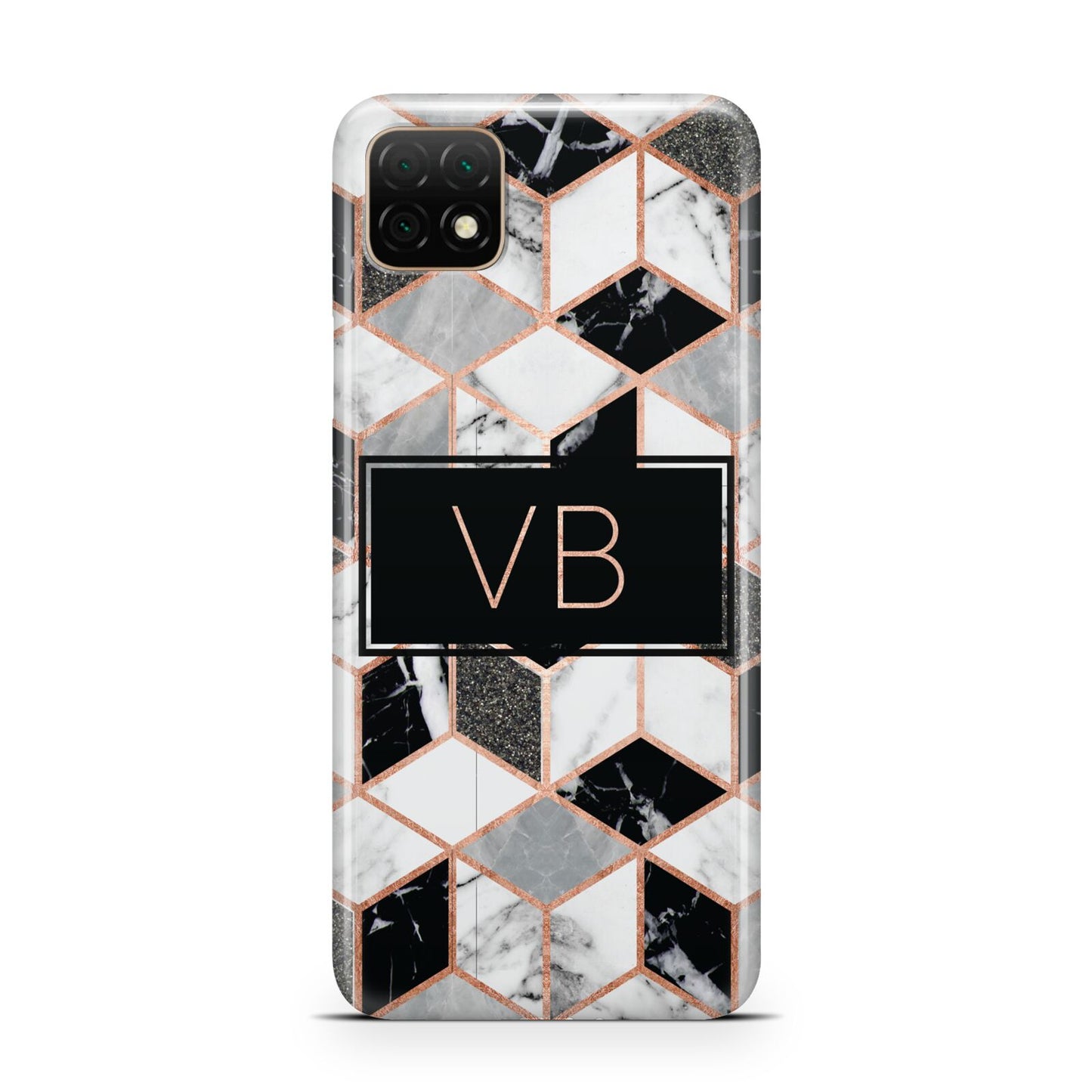 Personalised Gold Leaf Initials Marble Huawei Enjoy 20 Phone Case