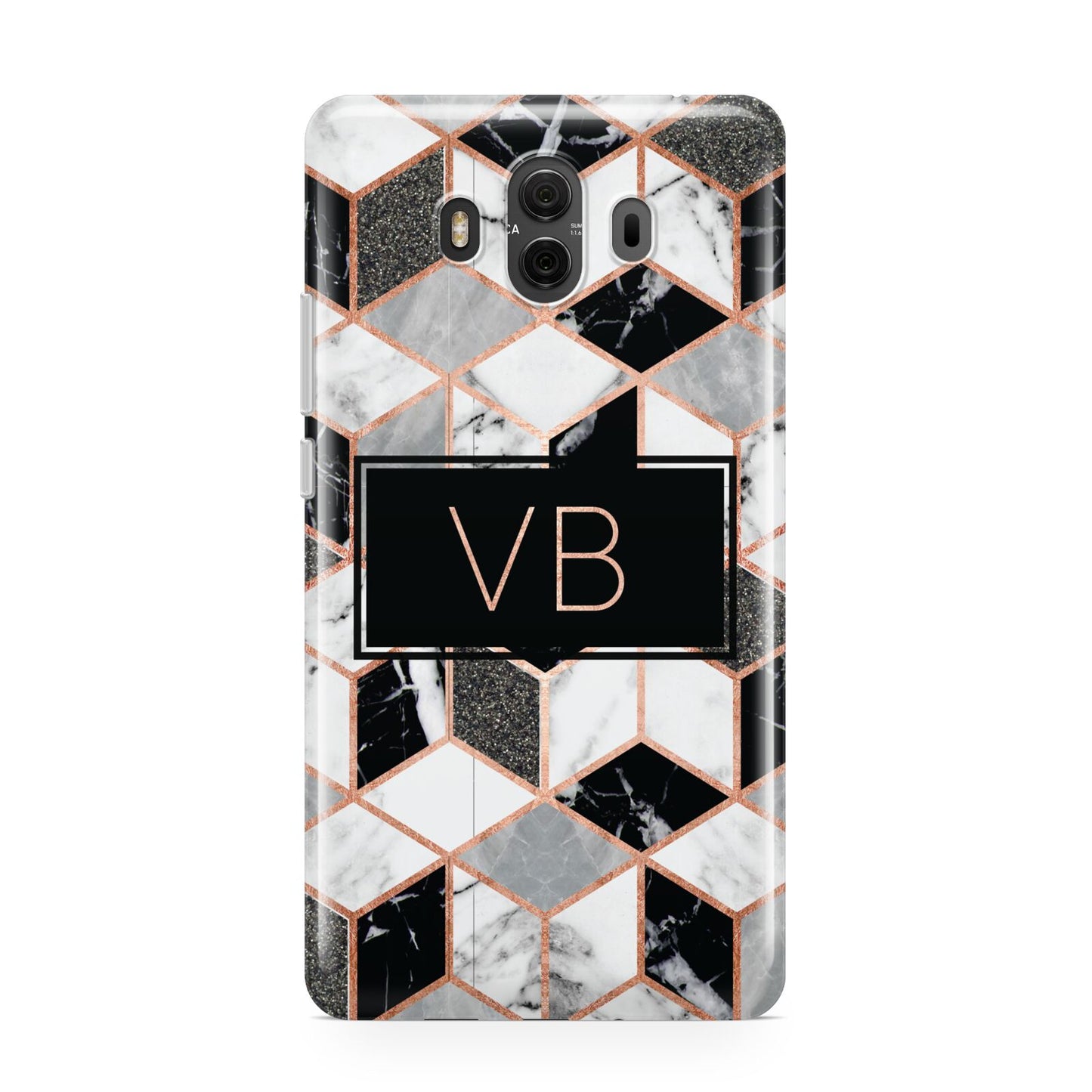 Personalised Gold Leaf Initials Marble Huawei Mate 10 Protective Phone Case