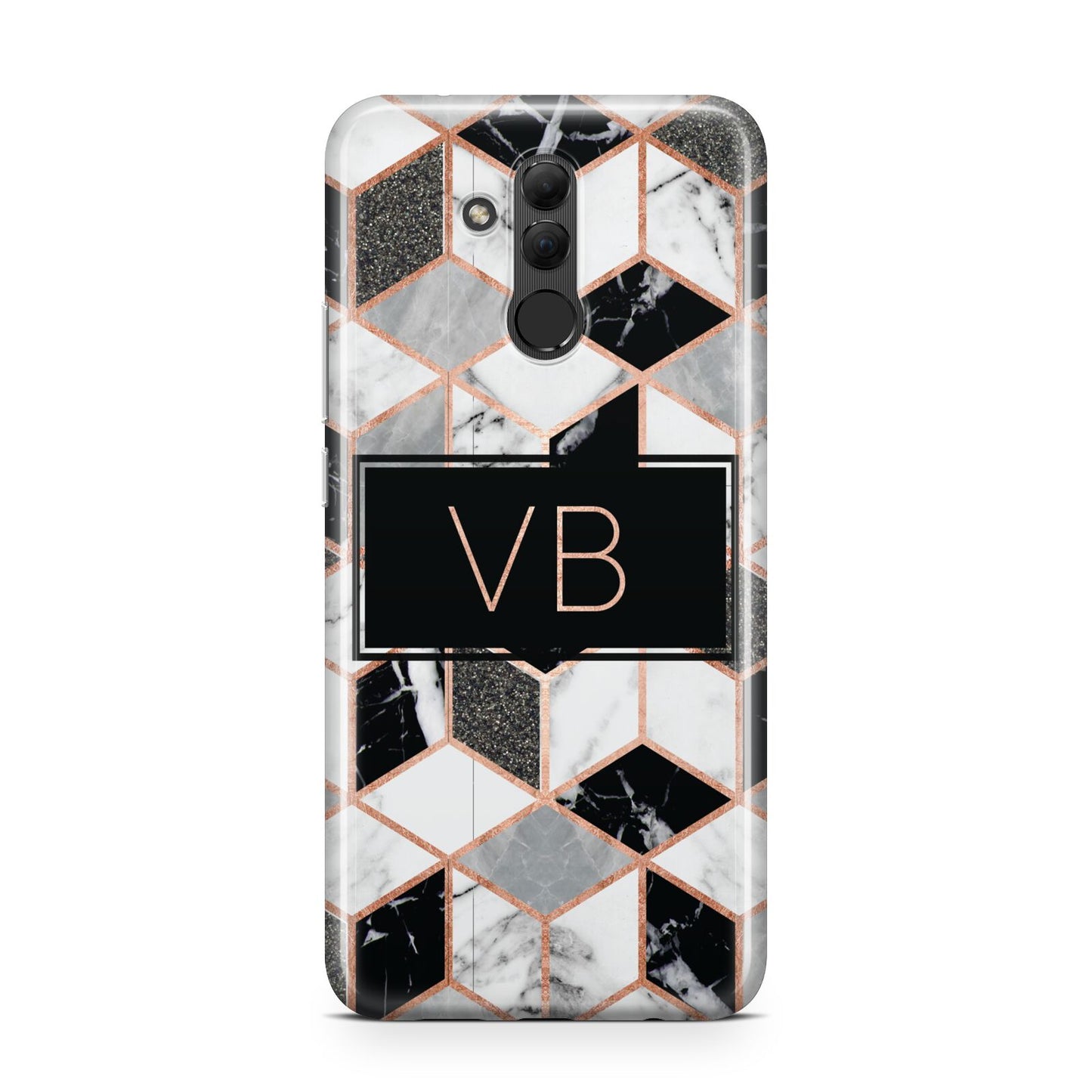 Personalised Gold Leaf Initials Marble Huawei Mate 20 Lite