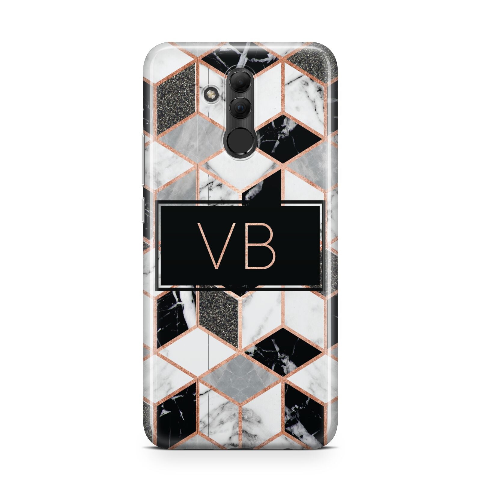 Personalised Gold Leaf Initials Marble Huawei Mate 20 Lite