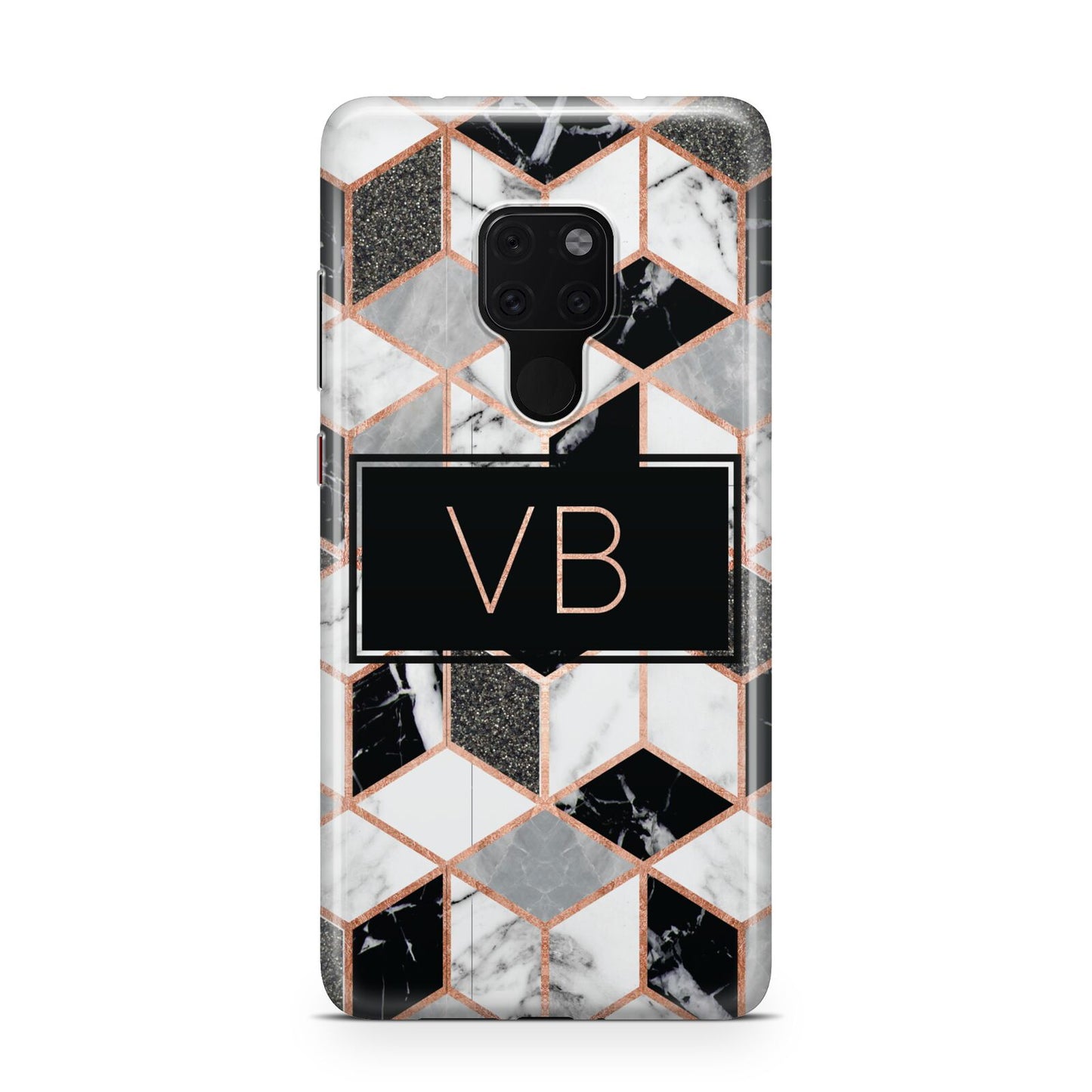 Personalised Gold Leaf Initials Marble Huawei Mate 20 Phone Case