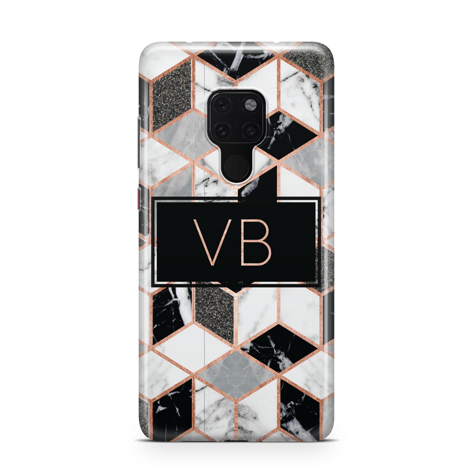 Personalised Gold Leaf Initials Marble Huawei Mate 20 Phone Case