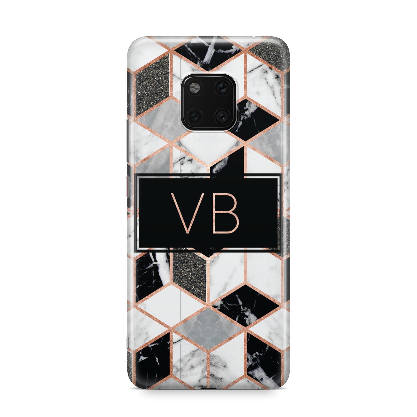 Personalised Gold Leaf Initials Marble Huawei Mate 20 Pro Phone Case