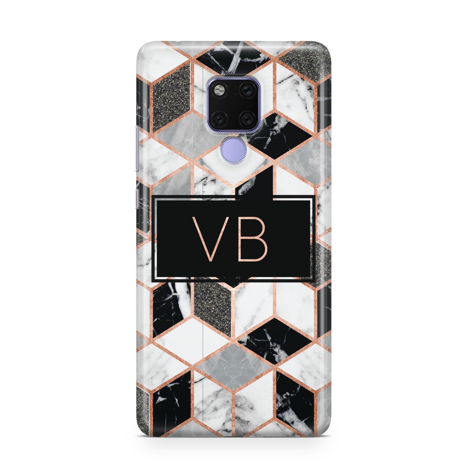 Personalised Gold Leaf Initials Marble Huawei Mate 20X Phone Case