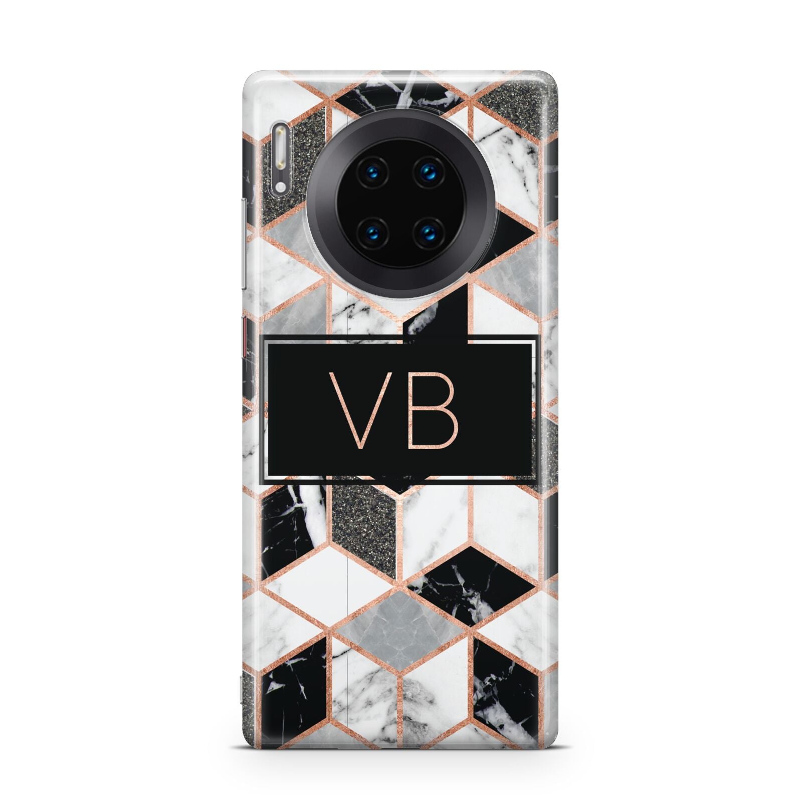 Personalised Gold Leaf Initials Marble Huawei Mate 30 Pro Phone Case