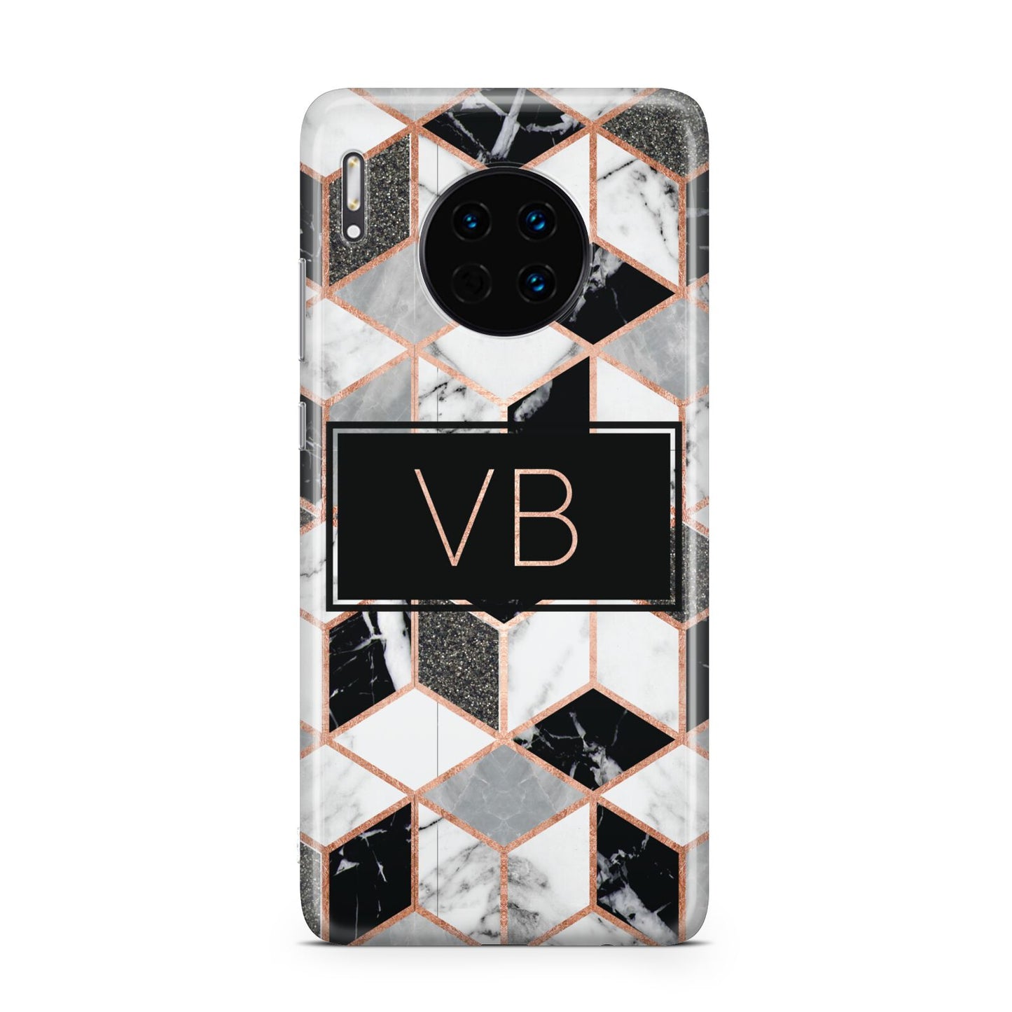 Personalised Gold Leaf Initials Marble Huawei Mate 30