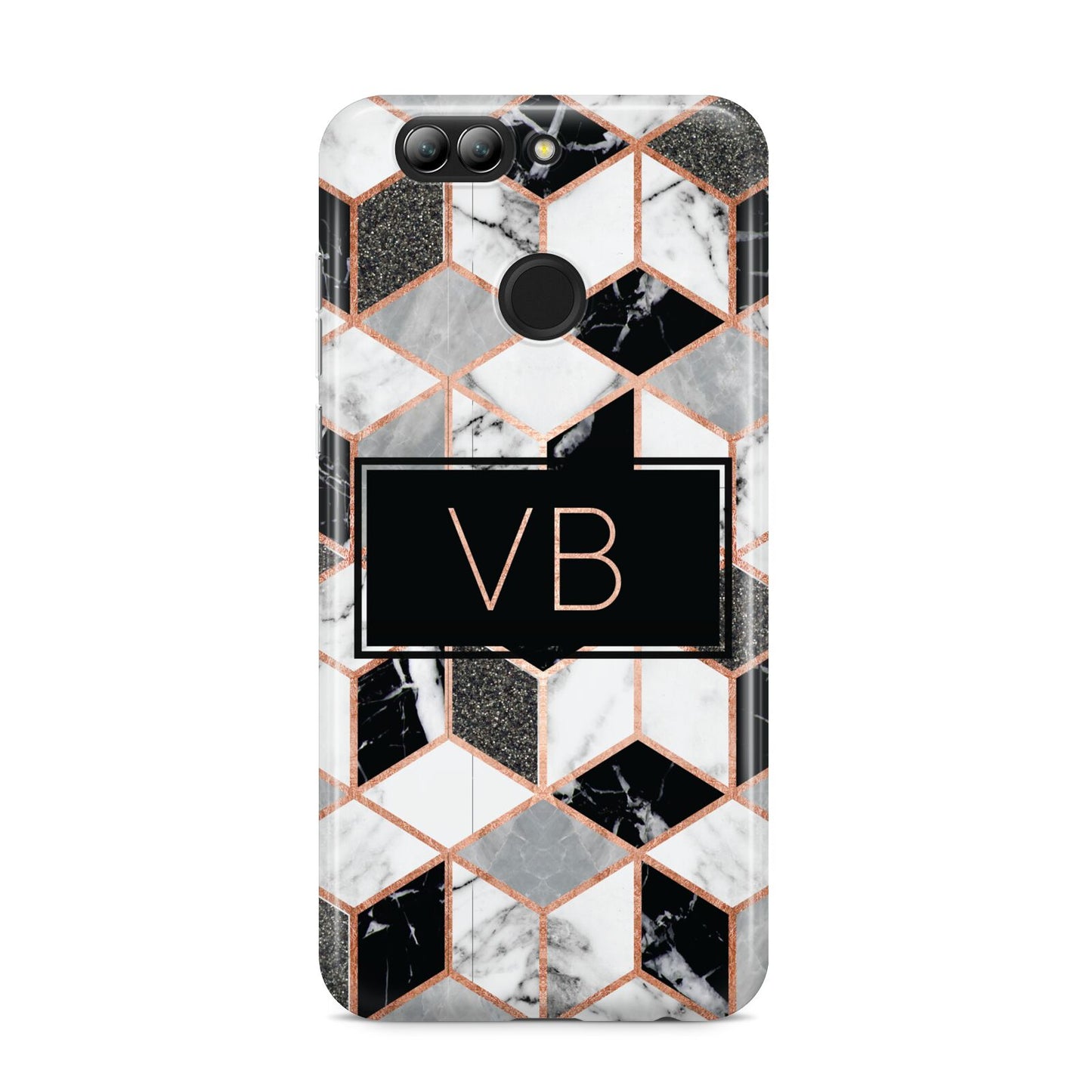 Personalised Gold Leaf Initials Marble Huawei Nova 2s Phone Case