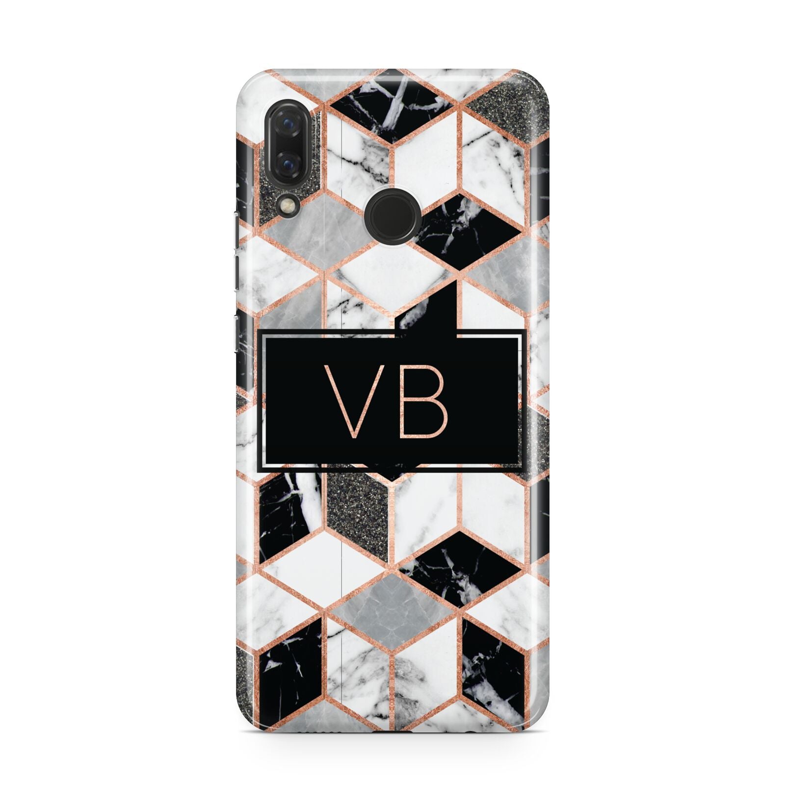 Personalised Gold Leaf Initials Marble Huawei Nova 3 Phone Case