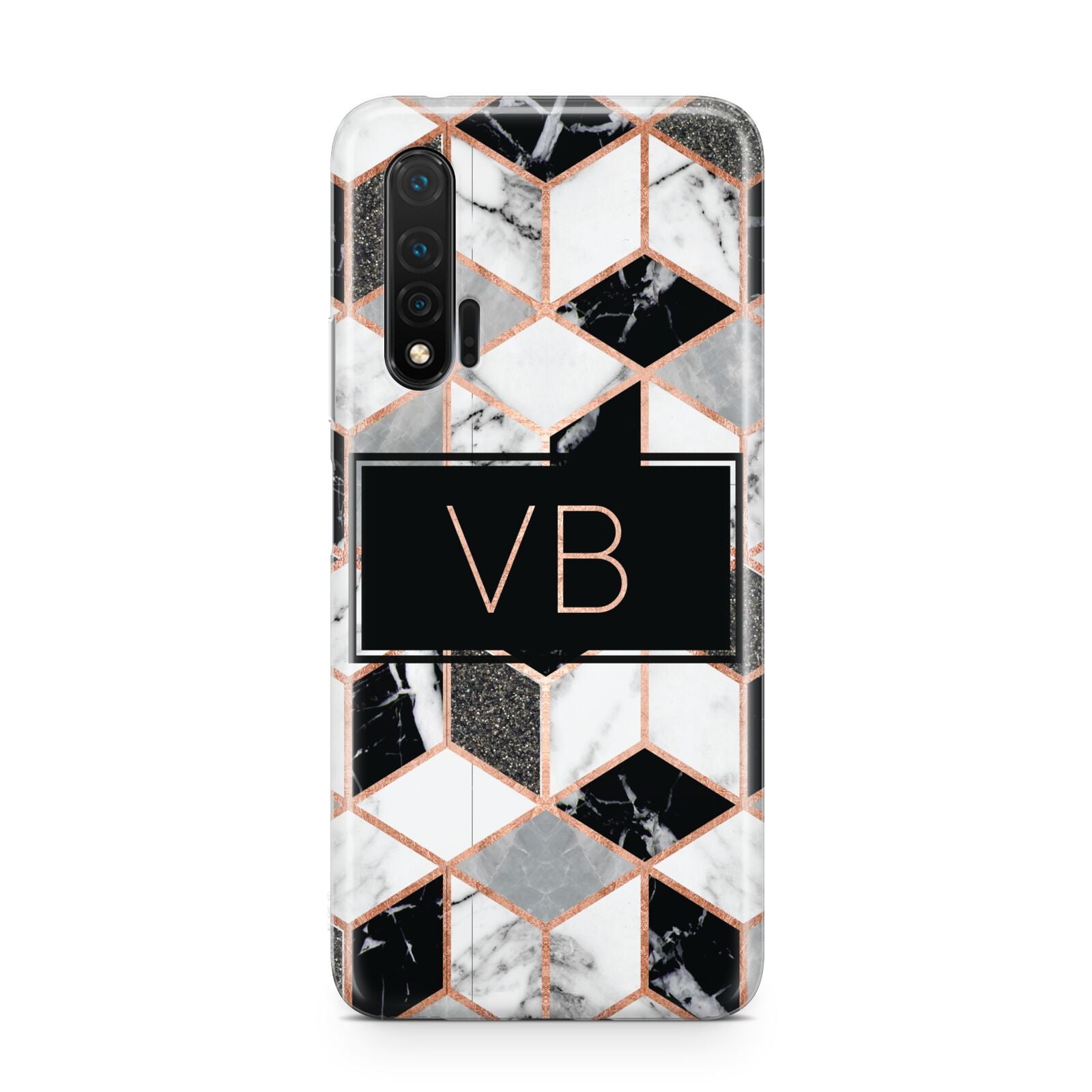 Personalised Gold Leaf Initials Marble Huawei Nova 6 Phone Case