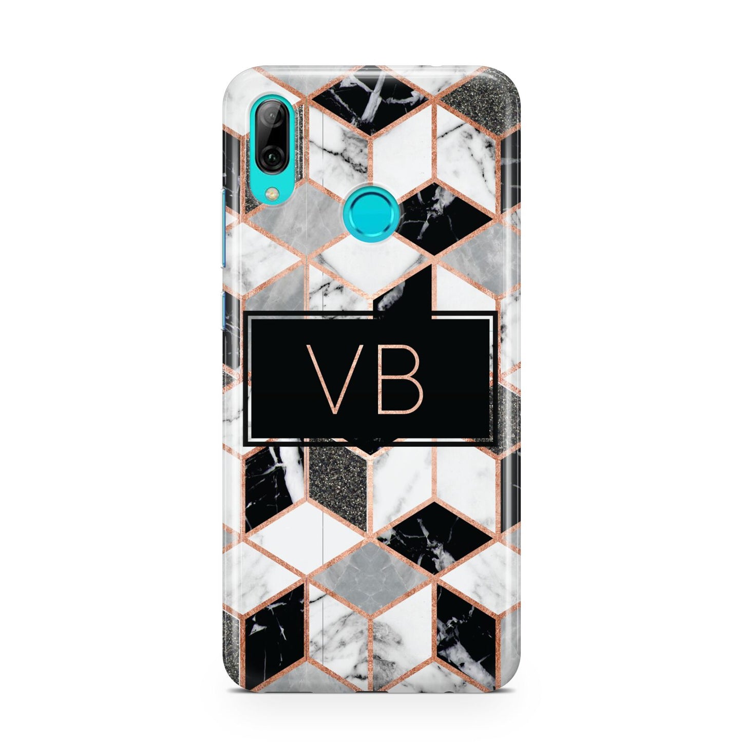 Personalised Gold Leaf Initials Marble Huawei P Smart 2019 Case