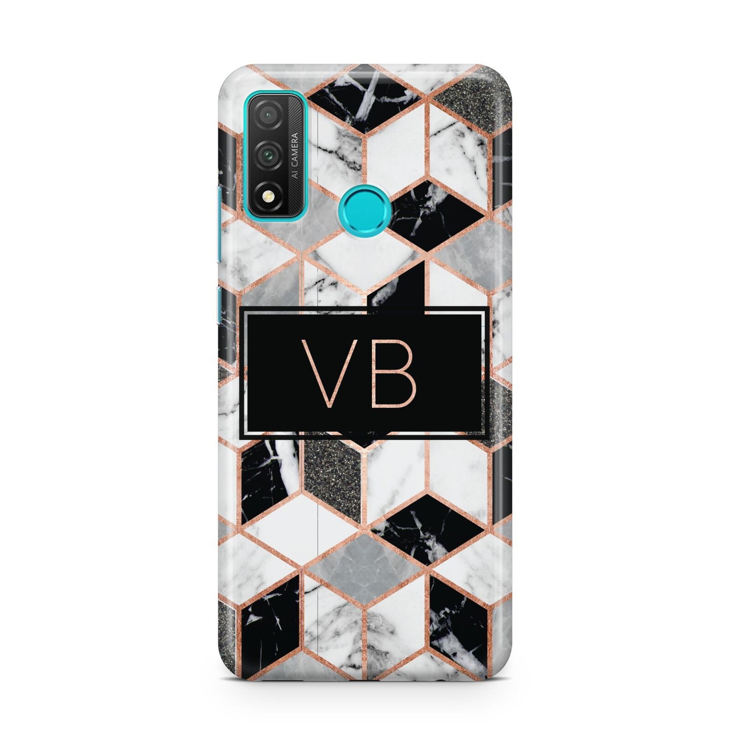 Personalised Gold Leaf Initials Marble Huawei P Smart 2020