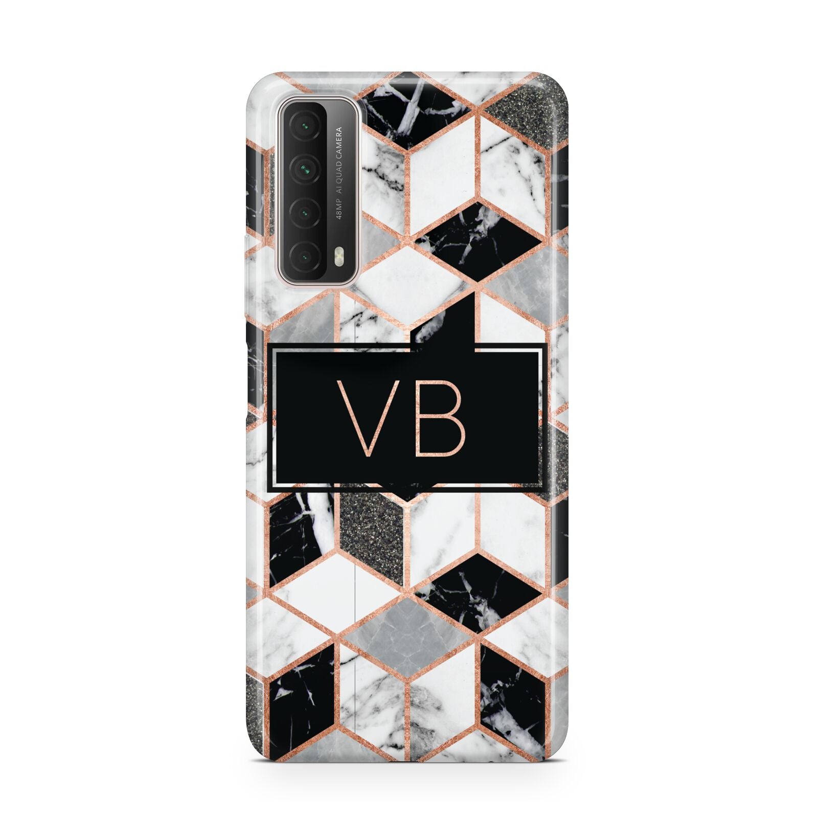 Personalised Gold Leaf Initials Marble Huawei P Smart 2021