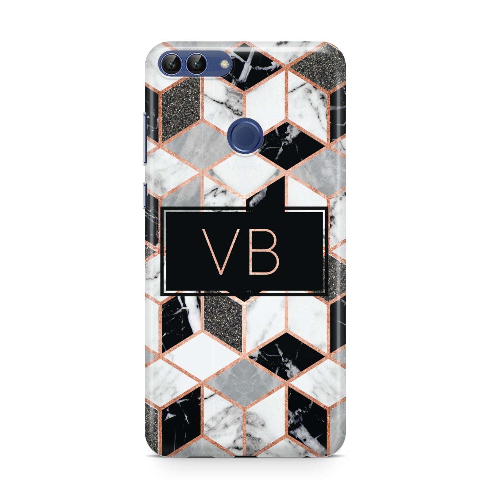 Personalised Gold Leaf Initials Marble Huawei P Smart Case