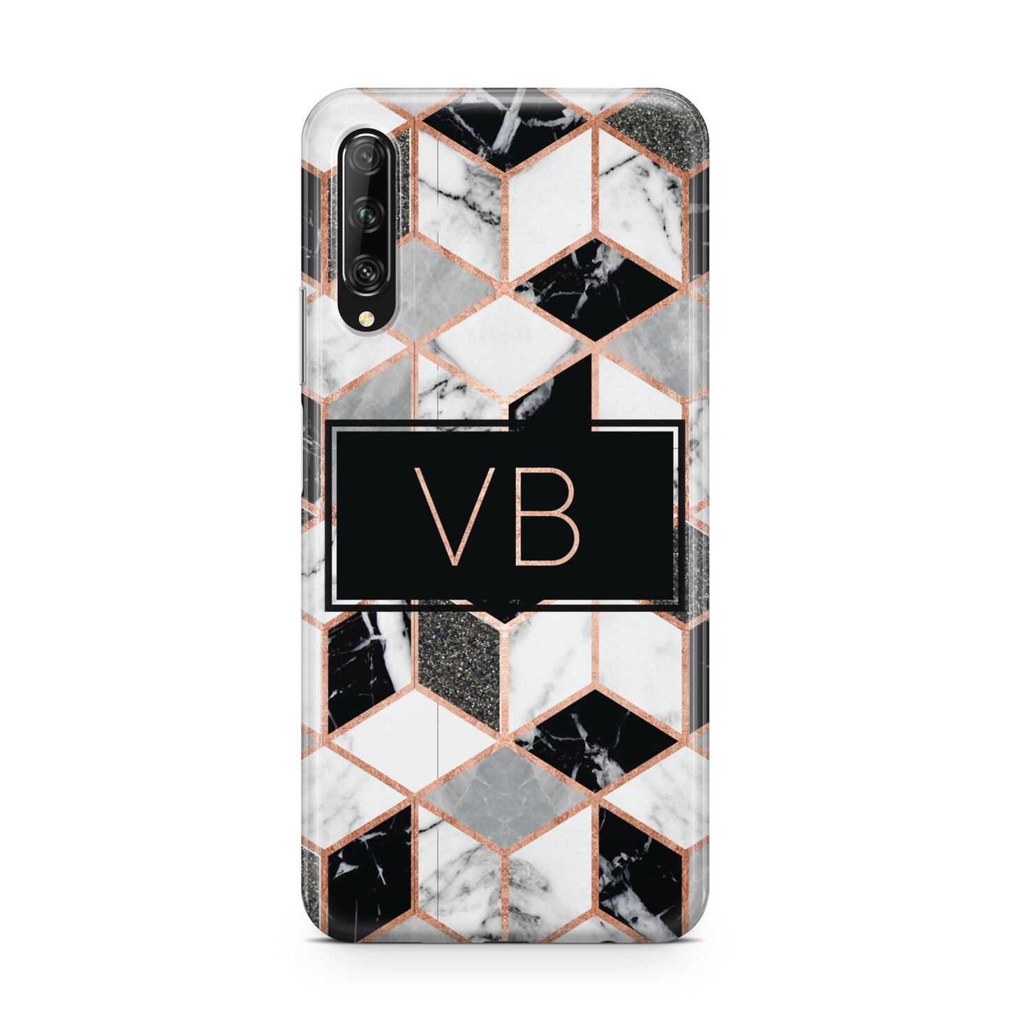 Personalised Gold Leaf Initials Marble Huawei P Smart Pro 2019