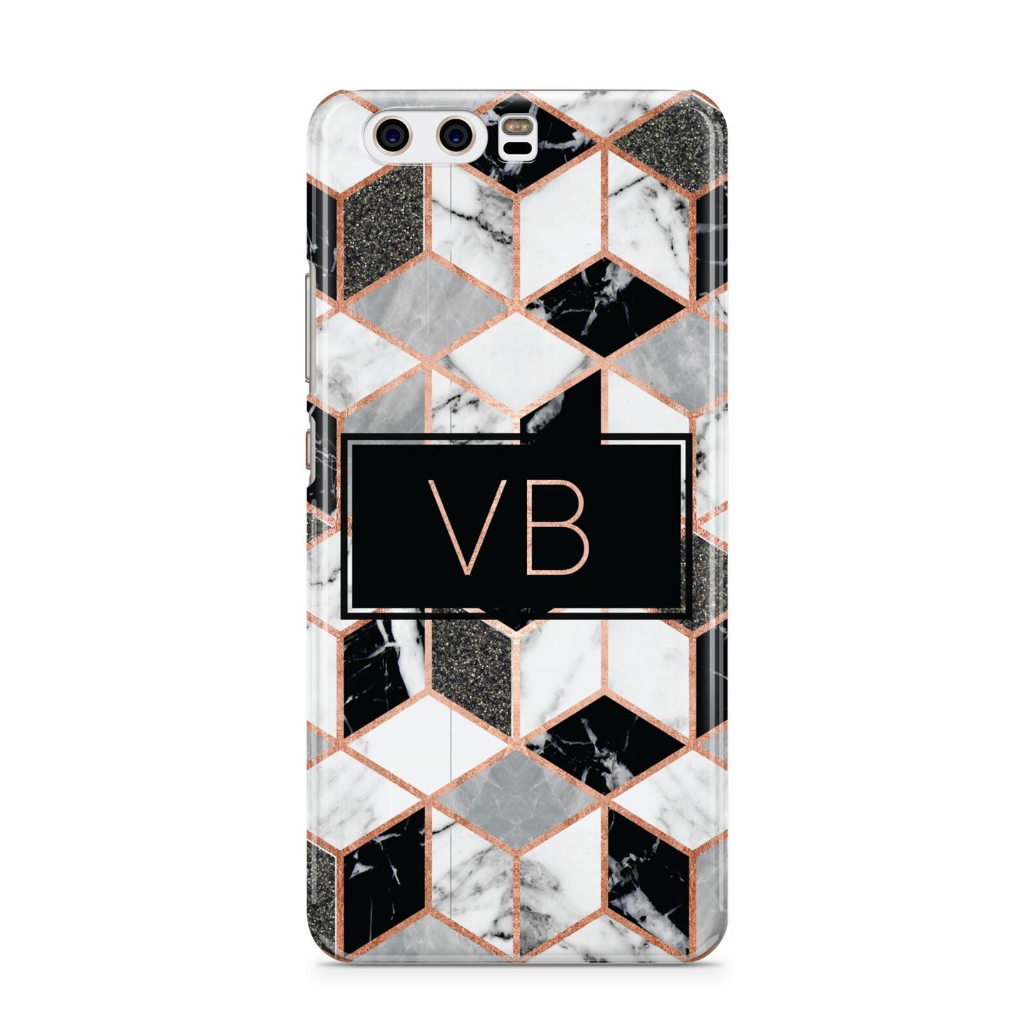 Personalised Gold Leaf Initials Marble Huawei P10 Phone Case
