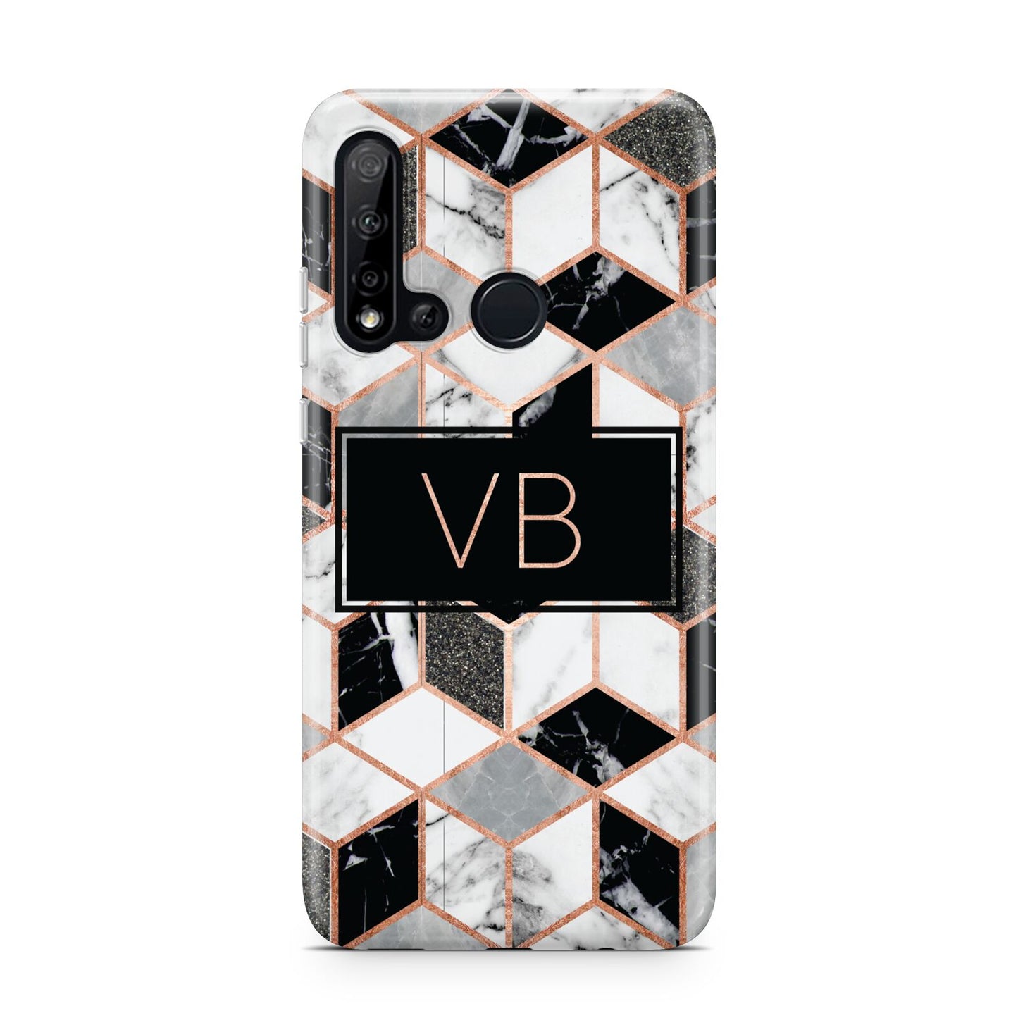 Personalised Gold Leaf Initials Marble Huawei P20 Lite 5G Phone Case