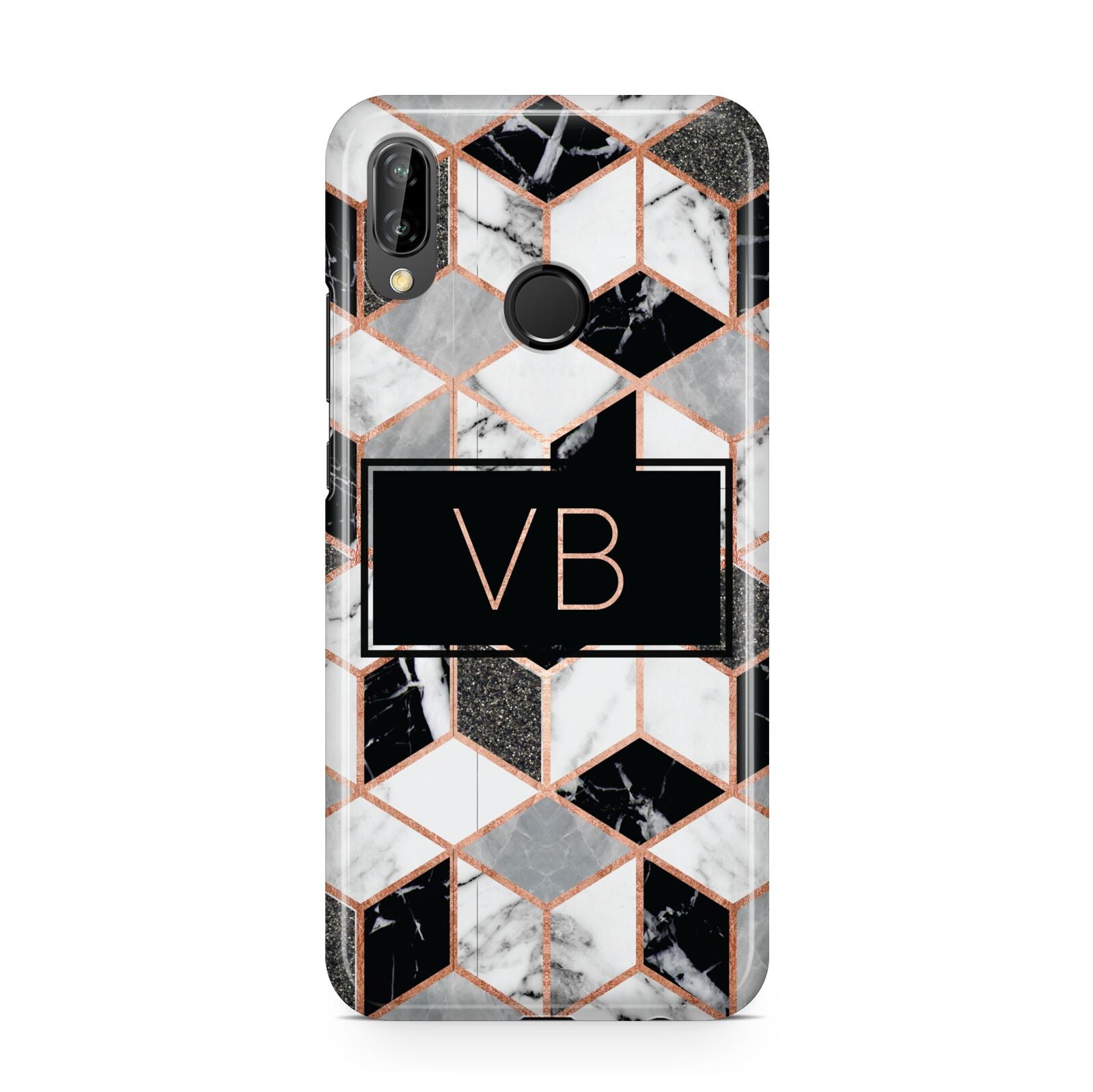 Personalised Gold Leaf Initials Marble Huawei P20 Lite Phone Case