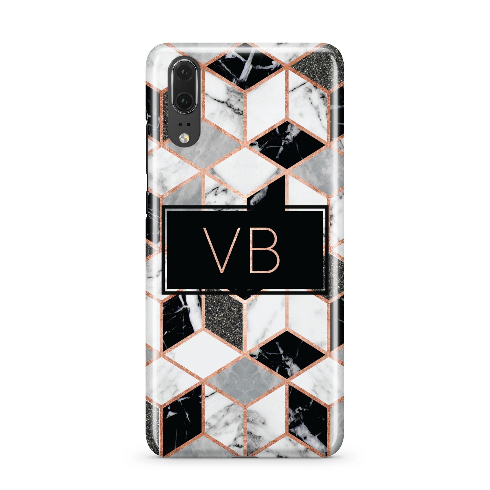 Personalised Gold Leaf Initials Marble Huawei P20 Phone Case