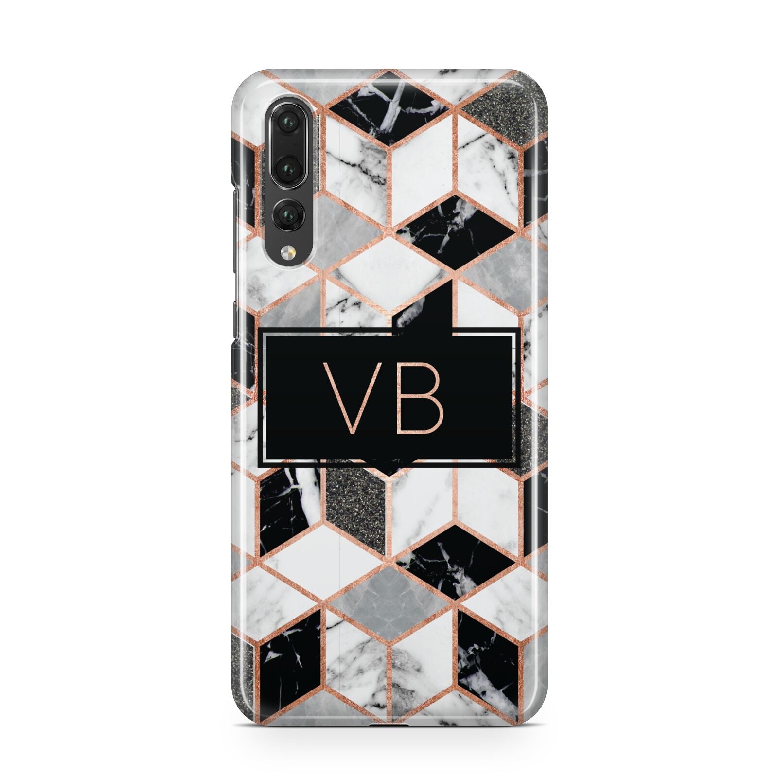Personalised Gold Leaf Initials Marble Huawei P20 Pro Phone Case