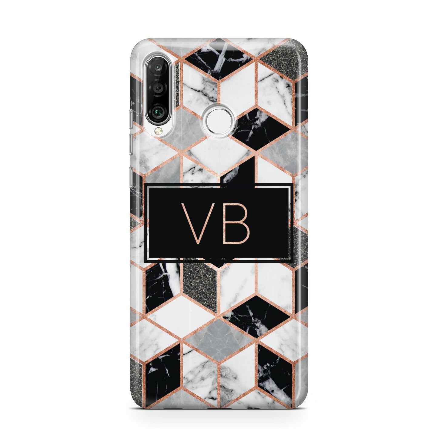 Personalised Gold Leaf Initials Marble Huawei P30 Lite Phone Case