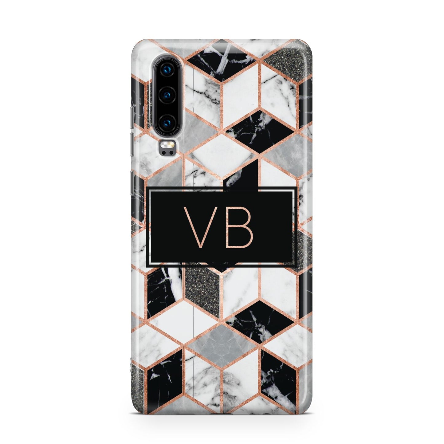Personalised Gold Leaf Initials Marble Huawei P30 Phone Case
