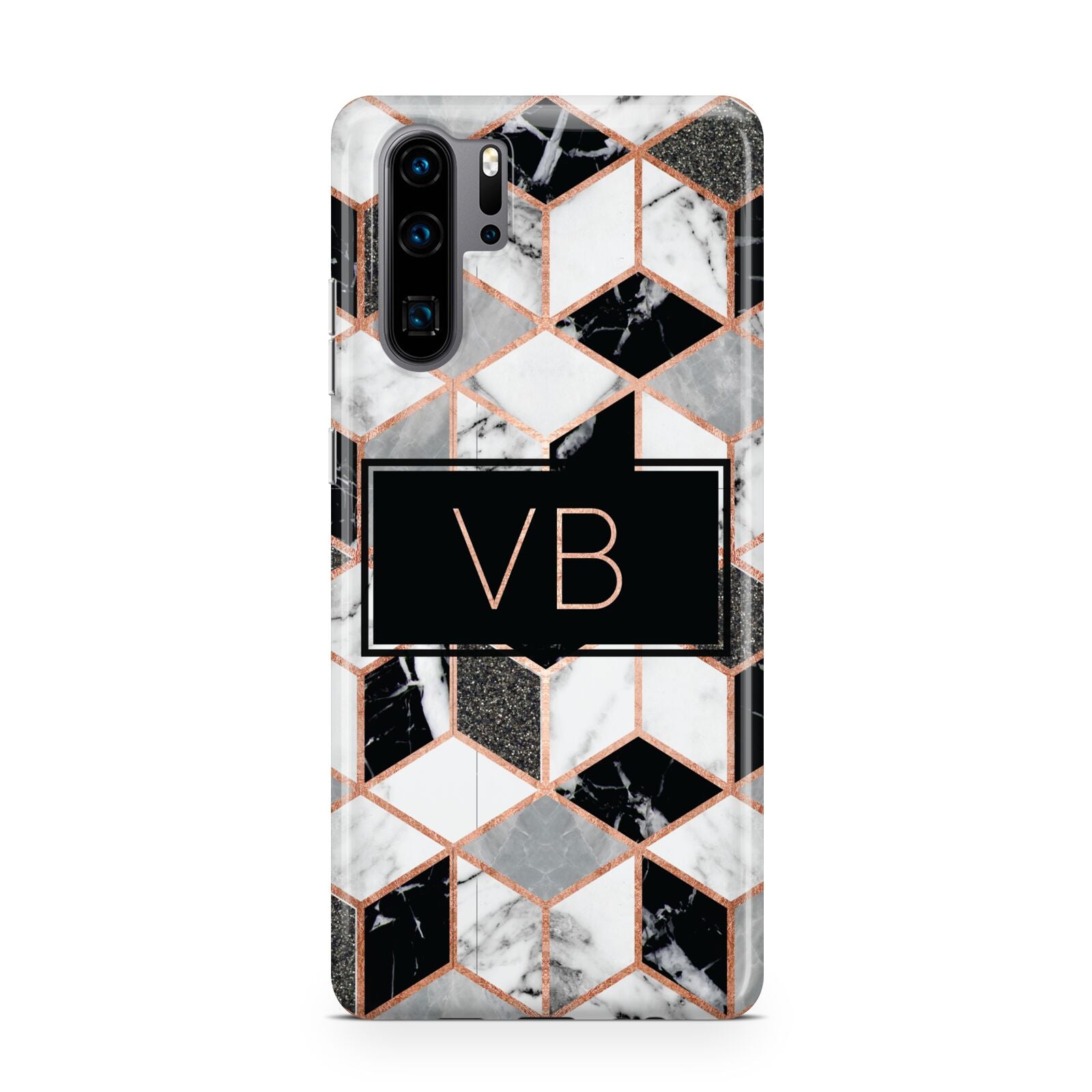 Personalised Gold Leaf Initials Marble Huawei P30 Pro Phone Case