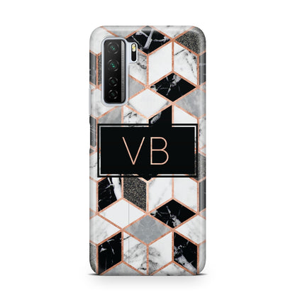 Personalised Gold Leaf Initials Marble Huawei P40 Lite 5G Phone Case