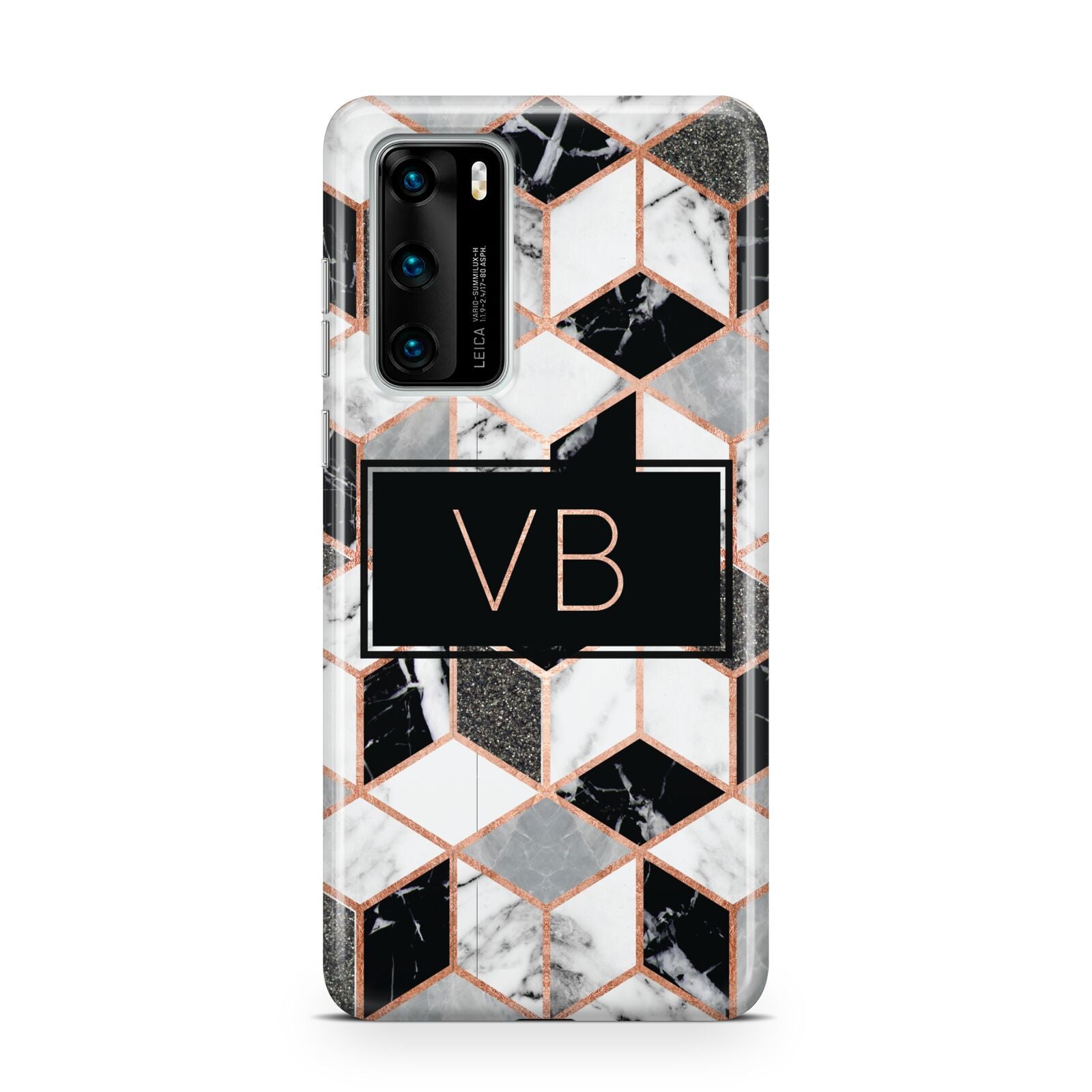 Personalised Gold Leaf Initials Marble Huawei P40 Phone Case