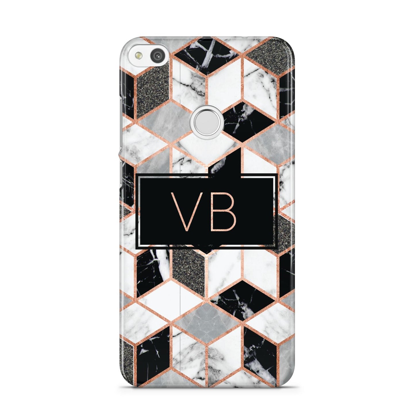 Personalised Gold Leaf Initials Marble Huawei P8 Lite Case