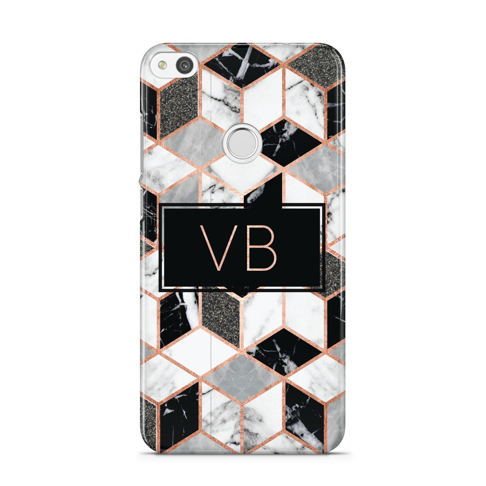 Personalised Gold Leaf Initials Marble Huawei P8 Lite Case