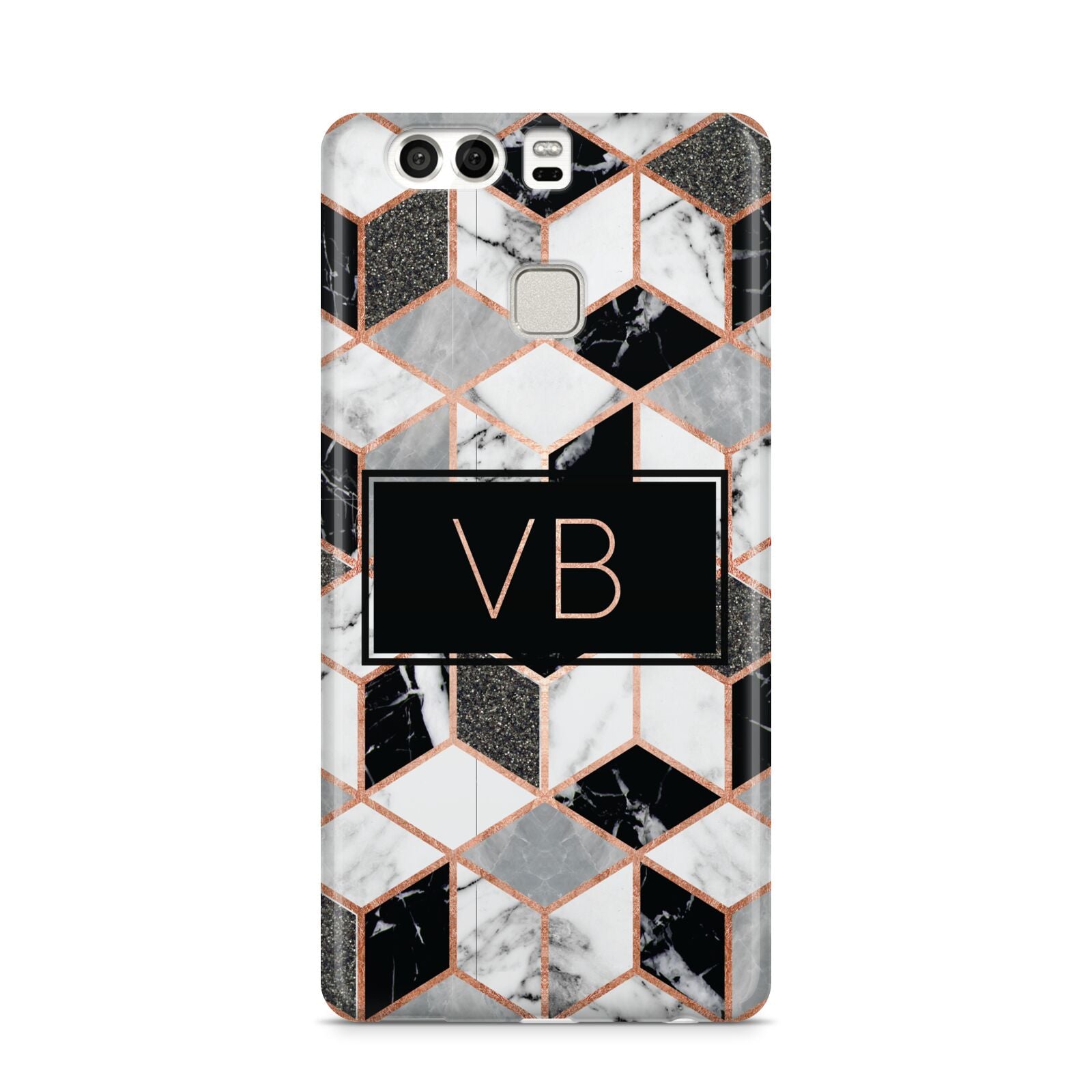 Personalised Gold Leaf Initials Marble Huawei P9 Case