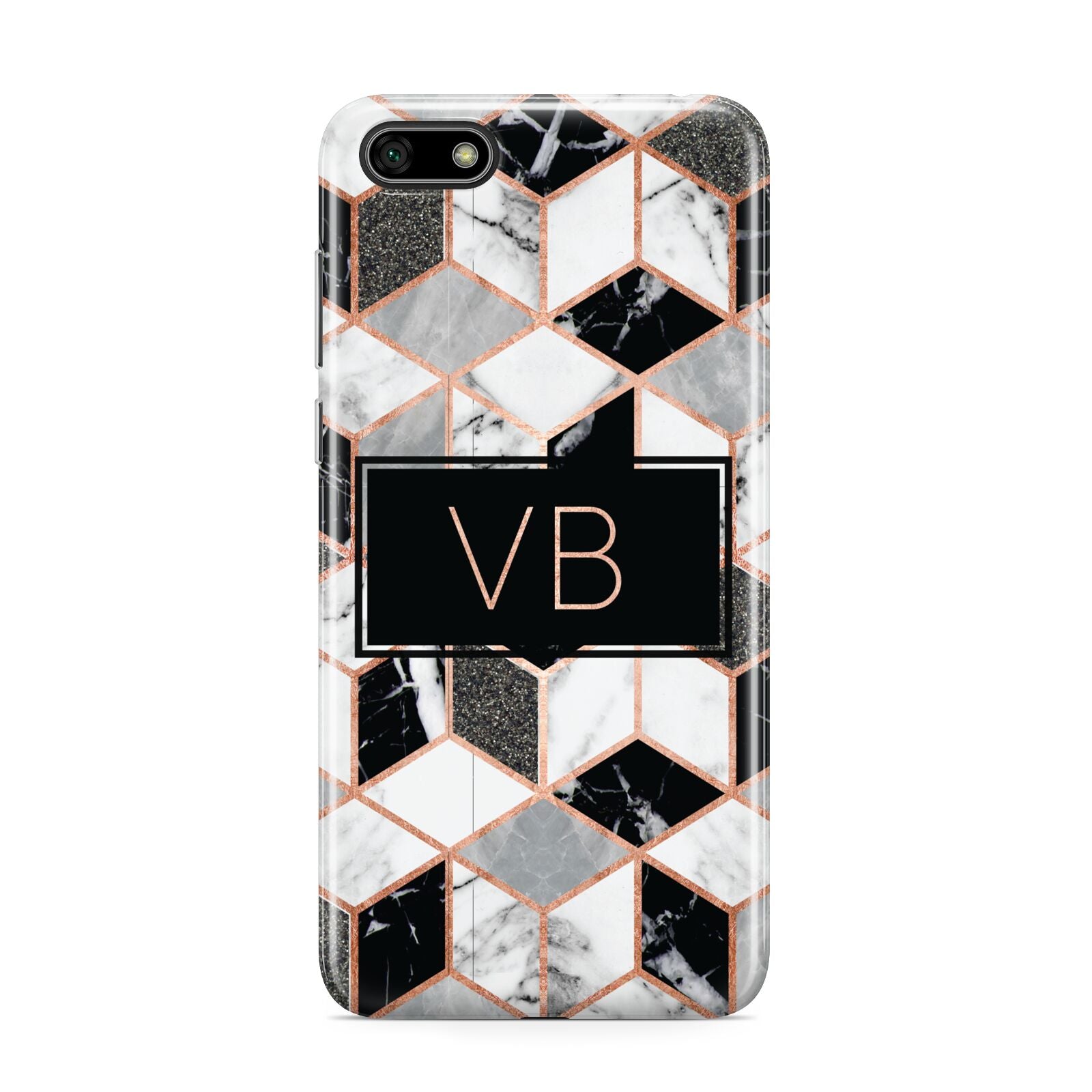 Personalised Gold Leaf Initials Marble Huawei Y5 Prime 2018 Phone Case