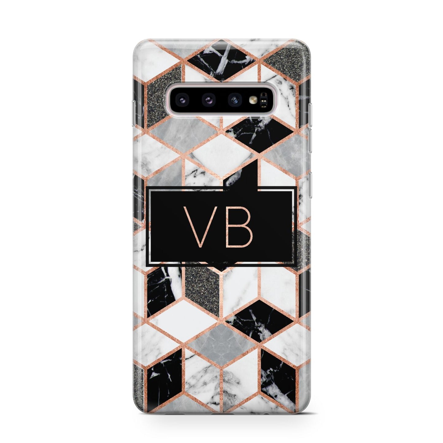 Personalised Gold Leaf Initials Marble Protective Samsung Galaxy Case