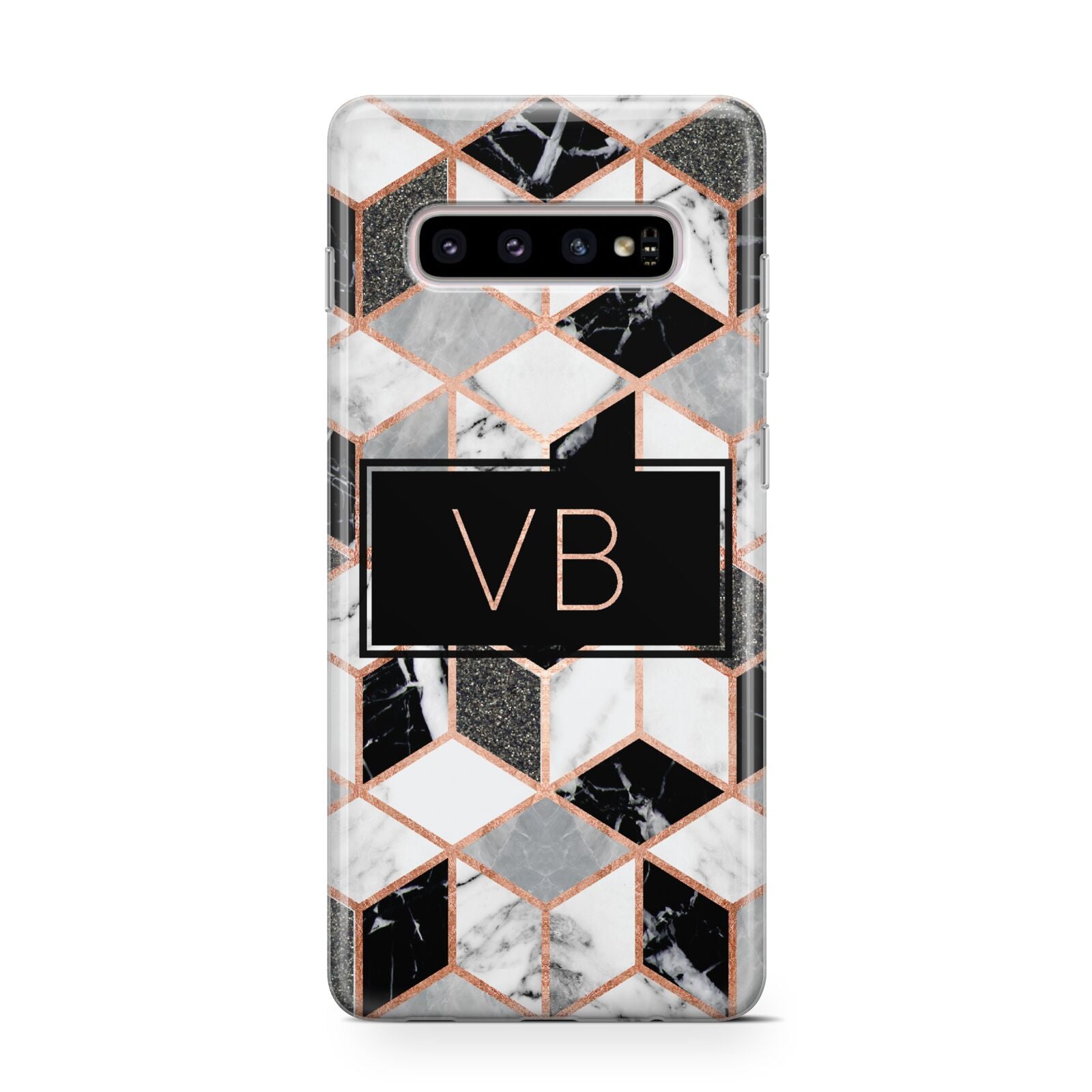 Personalised Gold Leaf Initials Marble Protective Samsung Galaxy Case